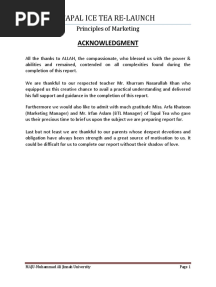 Tapal Ice Tea Re-Launch: Acknowledgment