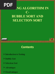 Sorting Algorithm in C-Bubble Sort and Selection Sort