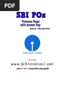 SBI PO Previous Paper - Gr8AmbitionZ PDF