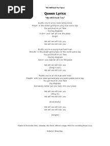 Queen - We Will Rock You Lyrics