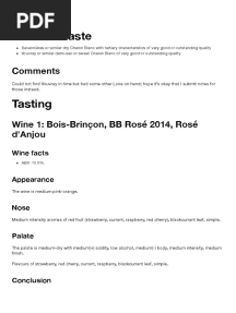 Wines To Taste: Comments
