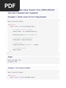 Sample Programs Using Scanner Class