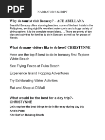 Narrators Script in Tourism Commercial