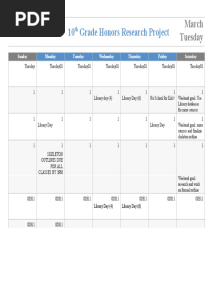 10 Grade Honors Research Project: March Tuesday