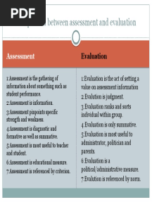 Comparison Between Assessment and Evaluation