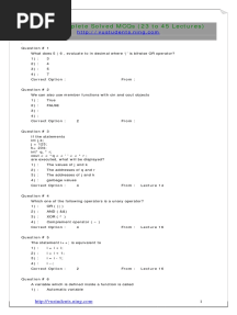 Cs201 Complete Solved Mcqs (23 To 45 Lectures)
