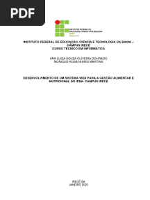 Ana Luiza e Monique - DESENVOLVIMENTO DE UM SISTEMA WEB PARA A GESTÃO ALIMENTAR E NUTRICIONAL DO IFBA CAMPUS IRECÊ