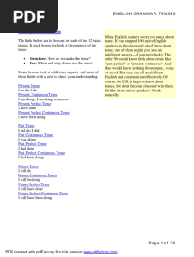 English Grammar Tenses