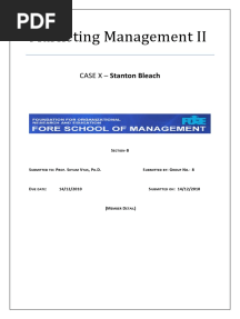 Marketing Management II: CASE X - Stanton Bleach
