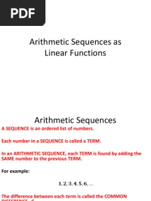 Arithmetic Sequences As Linear Functions