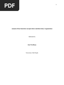 Sein, Unit 1 Written Assignment - Four Theoritical Concepts For OB