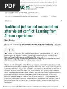 Traditional Justice and Reconciliation After Violent Conflict - Learning From African Experiences - ACCORD