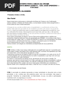 Roteiro para A Missa Da Crisma Reformulado