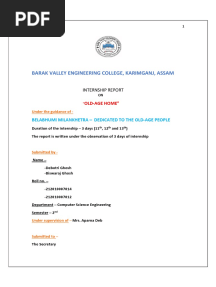 Social Internship Report On Old Age Home