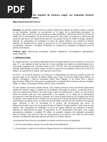 Miguel Ángel Quesada Pacheco. División Dialectal Del Español de América Según Sus Hablantes Análisis Dialectológico Perceptua