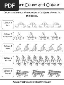 Transport Count and Colour Worksheet