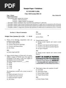 20 Sample Papers - Economics (Solved) PDF