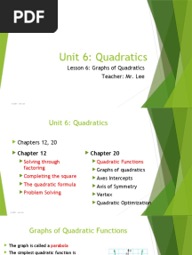 6.6 - Graphs of Quadratics