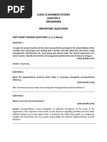 Class 12 Business Studies Chapter-5 Organising Important Questions