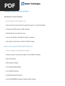 SQL Syllabus