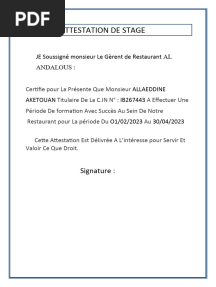 Attestation de Stage