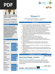 Shyam S: Deputy General Manager - Operations