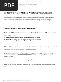 Uniform Circular Motion Problems With Answers