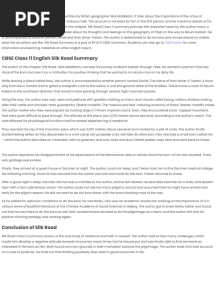 Silk Road Summary Class 11 English CBSE
