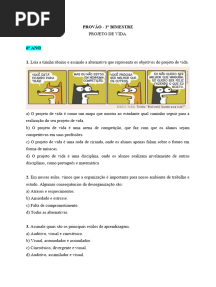 Prova - Projeto de Vida - 6°, 7°, 8° e 9°