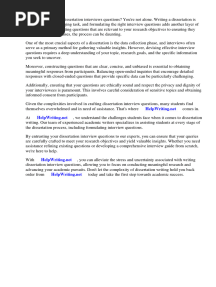 Dissertation Interviews Questions
