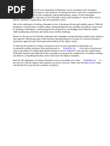 Literature Review On Solar Adsorption Technologies