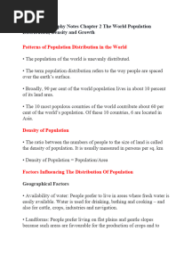 Class 12 Geography Notes (The World Population)