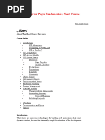 Jguru: Javaserver Pages Fundamentals, Short Course: Print-Friendly Version