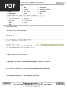 Written Document Analysis Worksheet