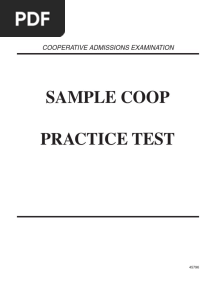 Sample Coop Practice Test: Cooperative Admissions Examination