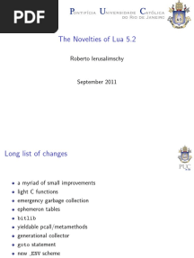 The Novelties of Lua 5.2
