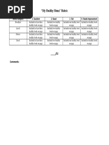 My Healthy Menu Rubric