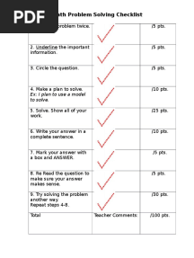 Problem Solving Checklist and Rubric