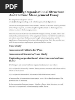 Exploring Organisational Structure and Culture Management Essay