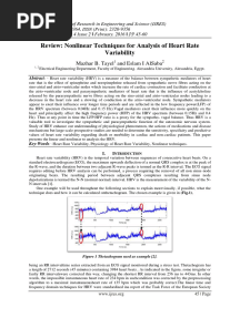 Review: Nonlinear Techniques For Analysis of Heart Rate Variability