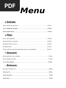 Meniu in Franceza