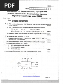 Digital System Design 2 Question Paper