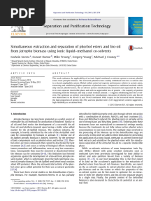 Simultaneous Extraction and Separation of Phorbol Esters and Bio-Oil From Jatropha Biomass Using Ionic Liquid-Methanol Co-Solvents PDF