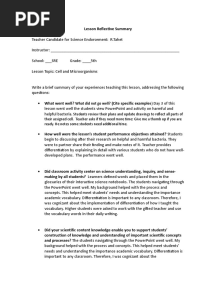 Lesson Reflective Summary