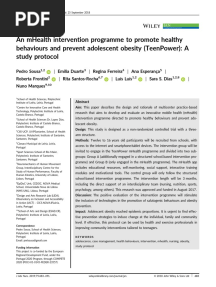 An Mhealth Intervention Programme To Promote Healthy Behaviours and Prevent Adolescent Obesity (Teenpower) : A Study Protocol