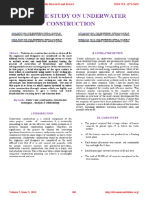 A Case Study On Underwater Construction: Abstract