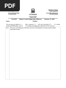 ELG4157 Modern Control Engineering: Midterm 1 February 13, 2018 Name: Number