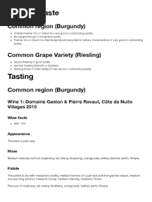 Wines To Taste: Common Region (Burgundy)