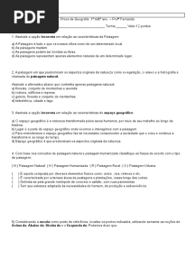 Prova de Geografia 6 Ano Sobre Paisagem