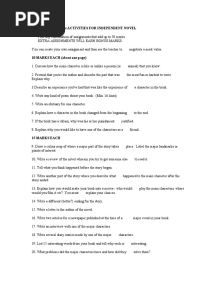 Language Arts Activities For Independent Novel